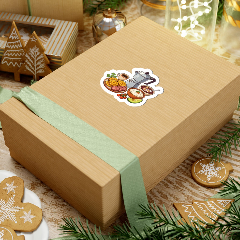 Breakfast Spread Kiss-Cut Sticker — Coffee, Arepas & Arepa Toppings Sticker