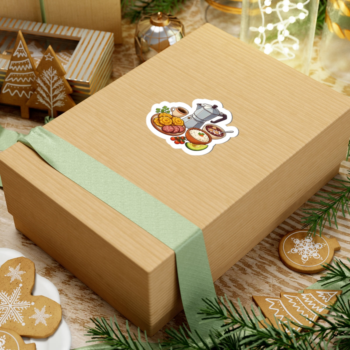 Breakfast Spread Kiss-Cut Sticker — Coffee, Arepas & Arepa Toppings Sticker