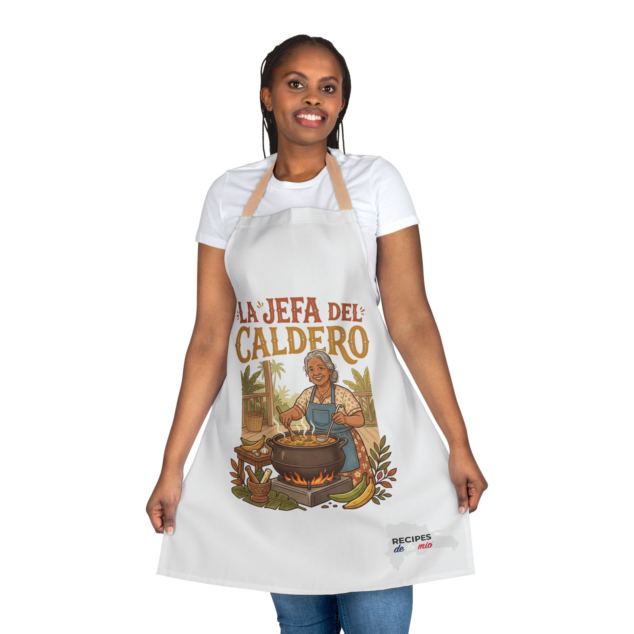 Apron — "La Jefa del Caldero" Kitchen Apron (Hispanic Grandma Cooking Gift)