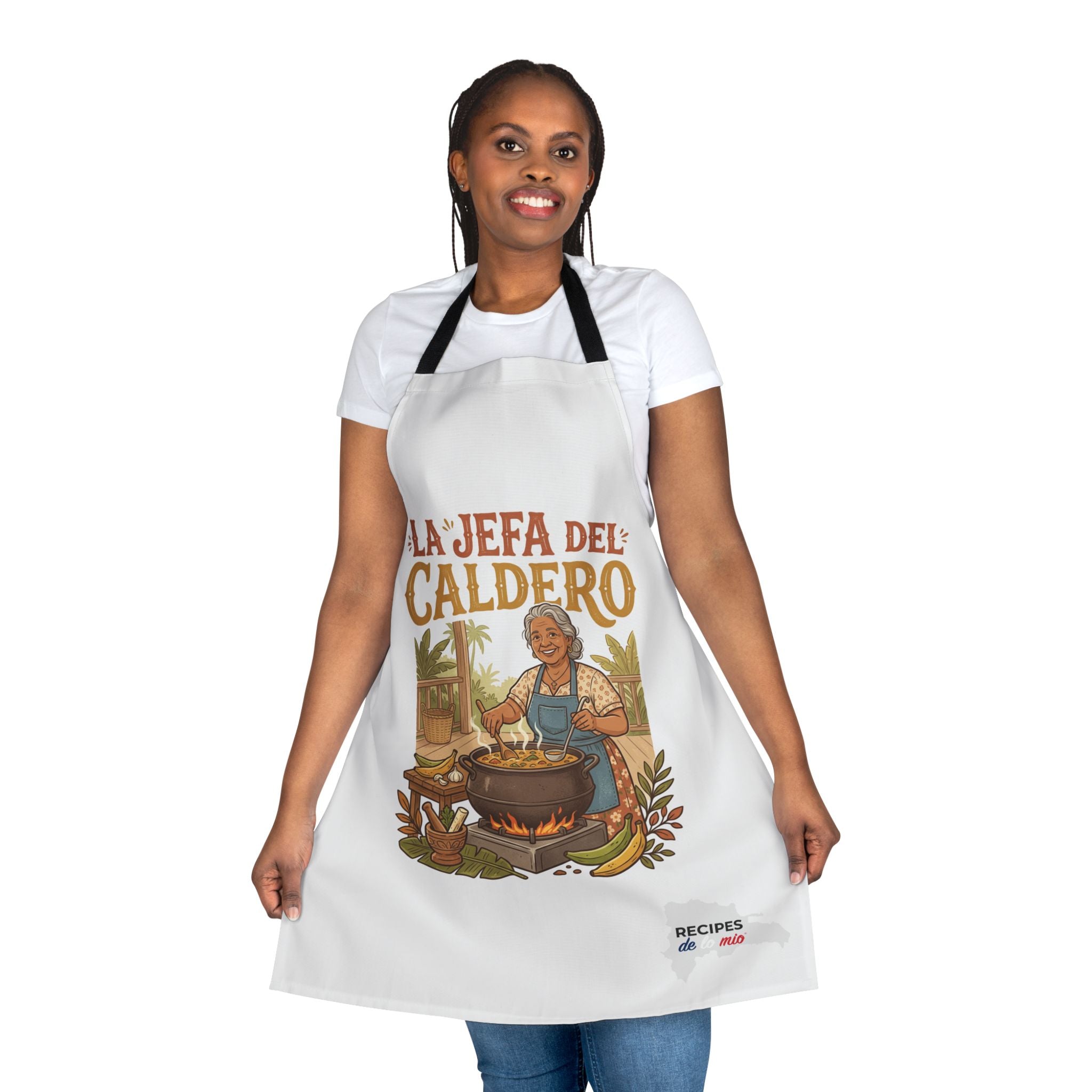 Apron — "La Jefa del Caldero" Kitchen Apron (Hispanic Grandma Cooking Gift)
