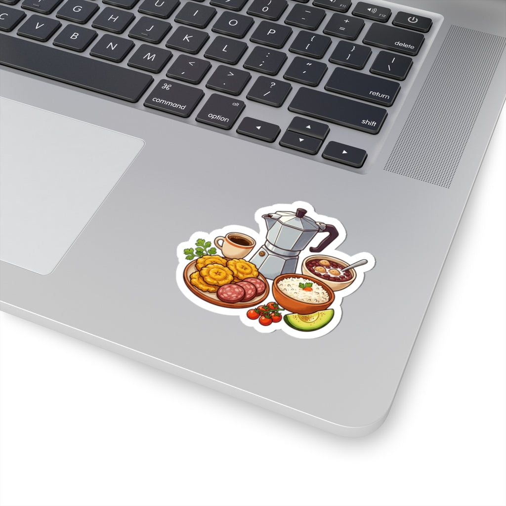 Breakfast Spread Kiss-Cut Sticker — Coffee, Arepas & Arepa Toppings Sticker